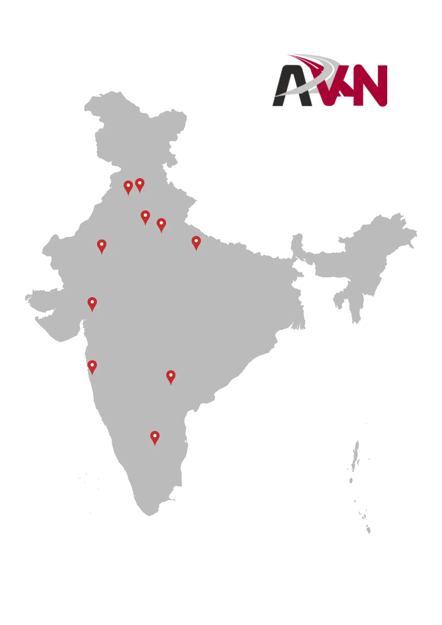 Map of India with our branch locations marked across the country